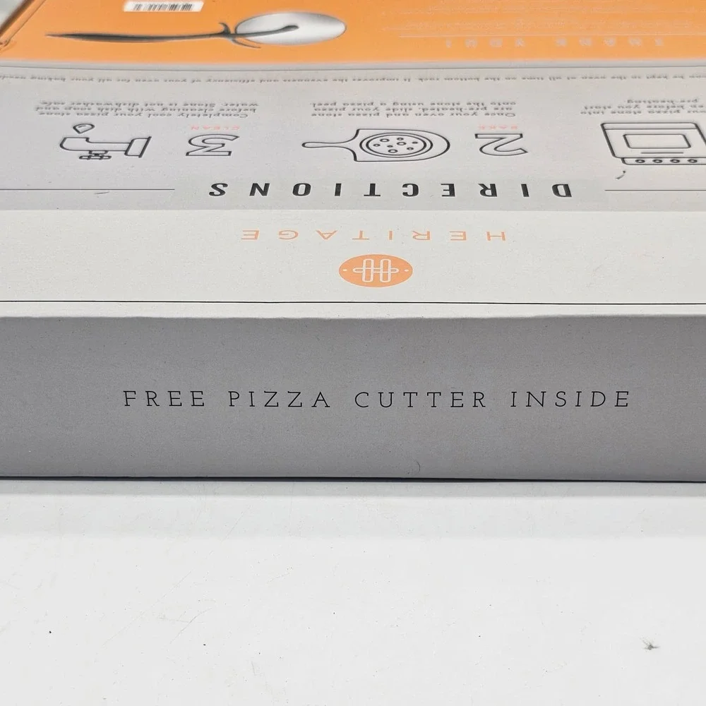 Heritage Pizza Stone 15 in Black In Sealed Box Ceramic Baking Stone with Cutter